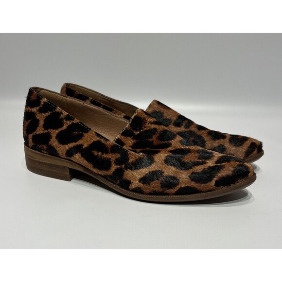 Madewell Women's Size 6 Loafers Leopard Calf Hair Flats Shoes Brown Black - Picture 3 of 10